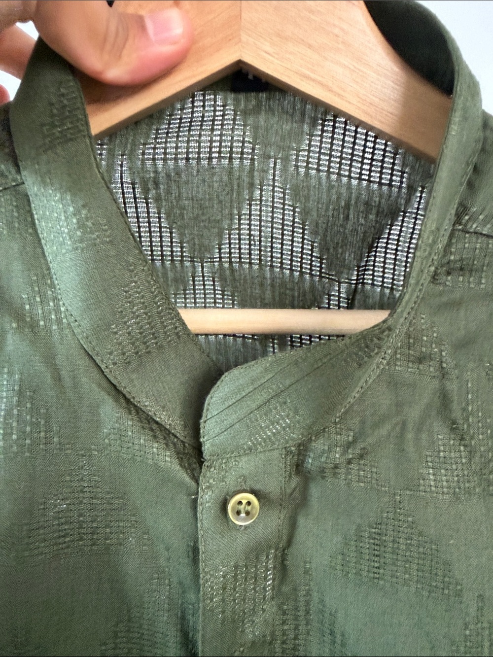 Men's Olive Green Long Collar Jacket size L - Picture 4 of 5